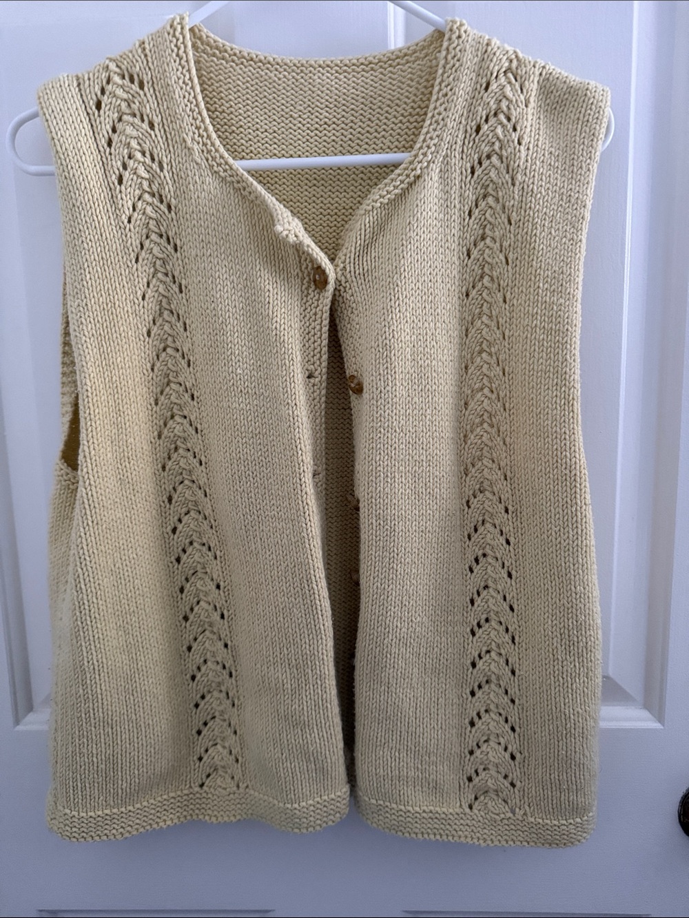 Beautiful Vintage Handmade Butter Yellow Crochet Vest